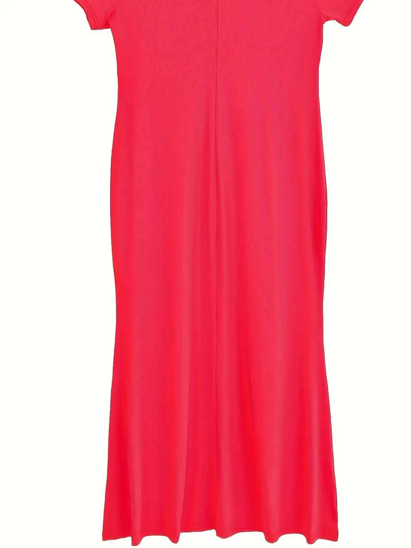 Women's Large Size Woven Summer Festival Solid Color Dress