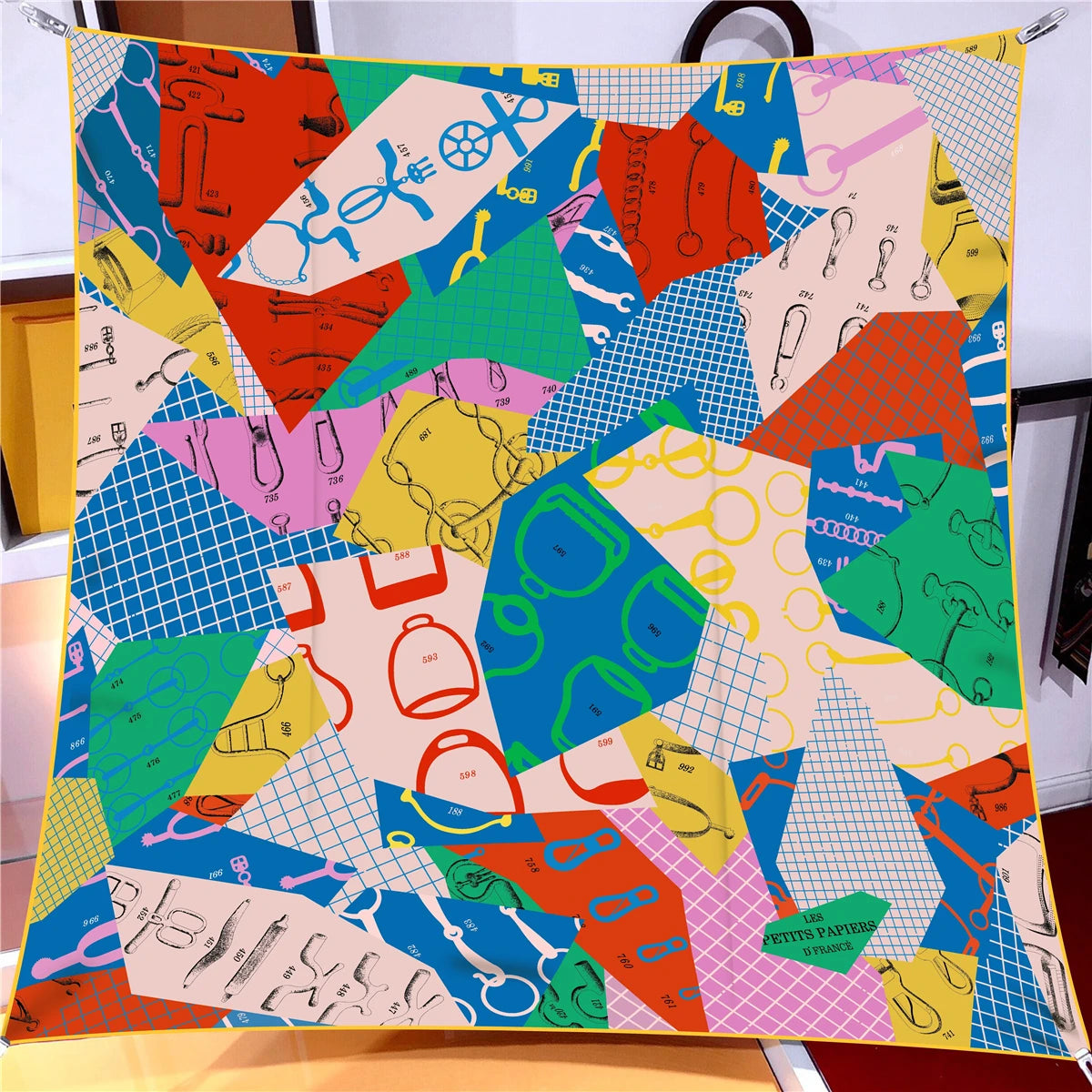 90cm Classic Checkered Horse Brand Square Scarf Women Twill Silk Scarf Shawl Hijab Luxury Bandana Foulard Neckerchief Head Scarf SS69 12.69 2390-21-25