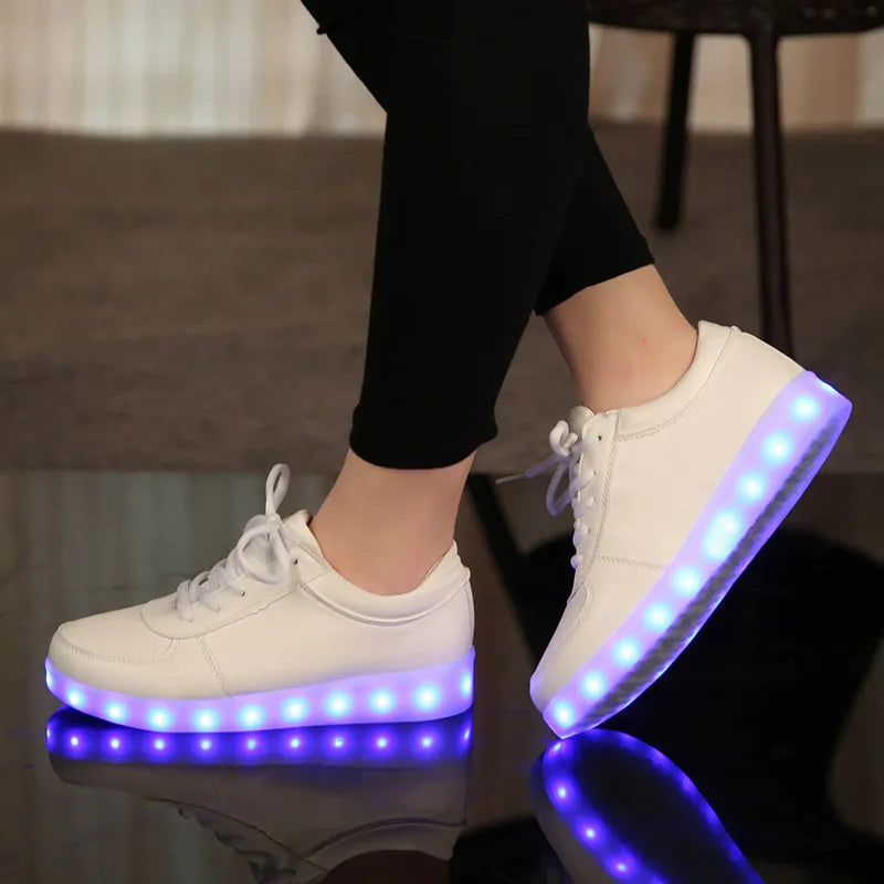 Comemore 2022 Adult Unisex Womens Mens Kid Luminous Sneakers Glowing USB Charge Boys LED Colorful Light-up Shoes Girls Footwear SS69