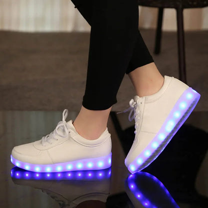Comemore 2022 Adult Unisex Womens Mens Kid Luminous Sneakers Glowing USB Charge Boys LED Colorful Light-up Shoes Girls Footwear SS69