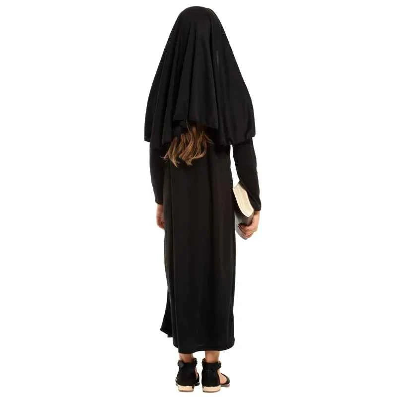 Girls Black Nun Costume Child Halloween Catholic Religion Missionary Fantasy Fancy Dress for Book Week Purim Party