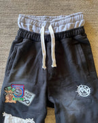 American Sweatpants Y2K Pants Men Gothic Hip Hop Letter Patch Retro Double Layer Design Baggy Elastic Waist Jogging Casual Pants - SS69 