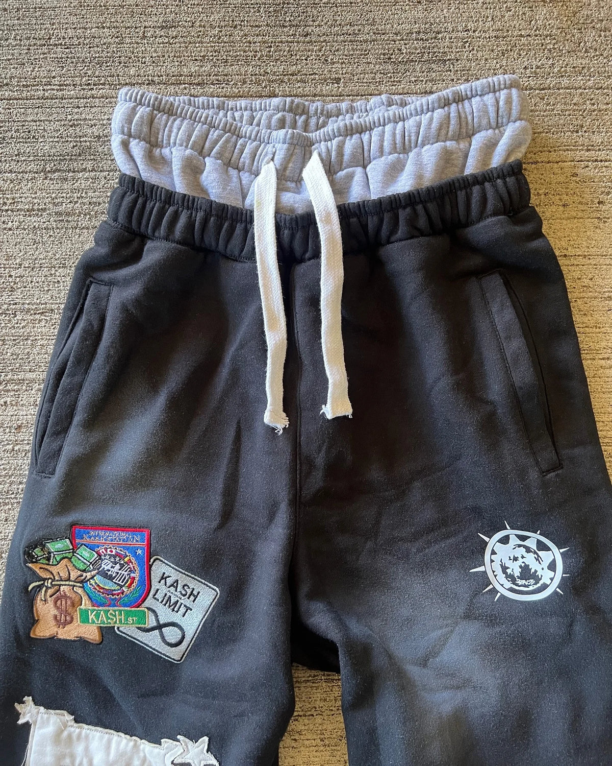 American Sweatpants Y2K Pants Men Gothic Hip Hop Letter Patch Retro Double Layer Design Baggy Elastic Waist Jogging Casual Pants - SS69 