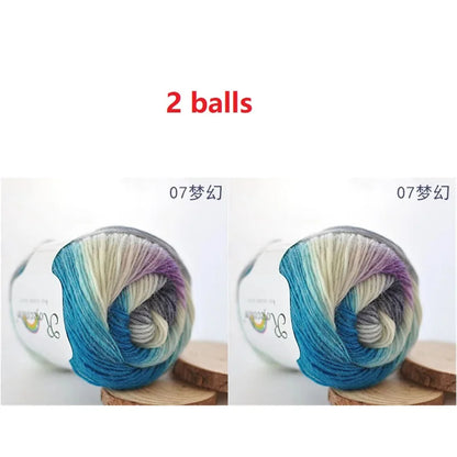 100% Wool Yarn Rainbow Color for Hand Knitting Crochet Plush Thickness Lanas Thread DIY Soft Scarf Shawl Sweater Free Shipping