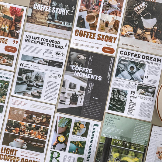 20 pcs Large Size Vintage Coffee Magazine Material Paper Aesthetic Material Book Retro Scrapbooking Journaling Decor Stationery SS69