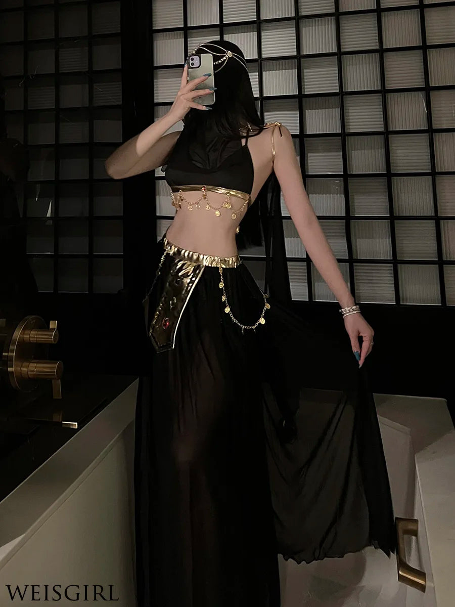 Belly Dance Costume Women's Sexy Arabian Princess Costume Fancy Indian Dance Embroider Bollywoods Jasmine Dress Egyptian Queen