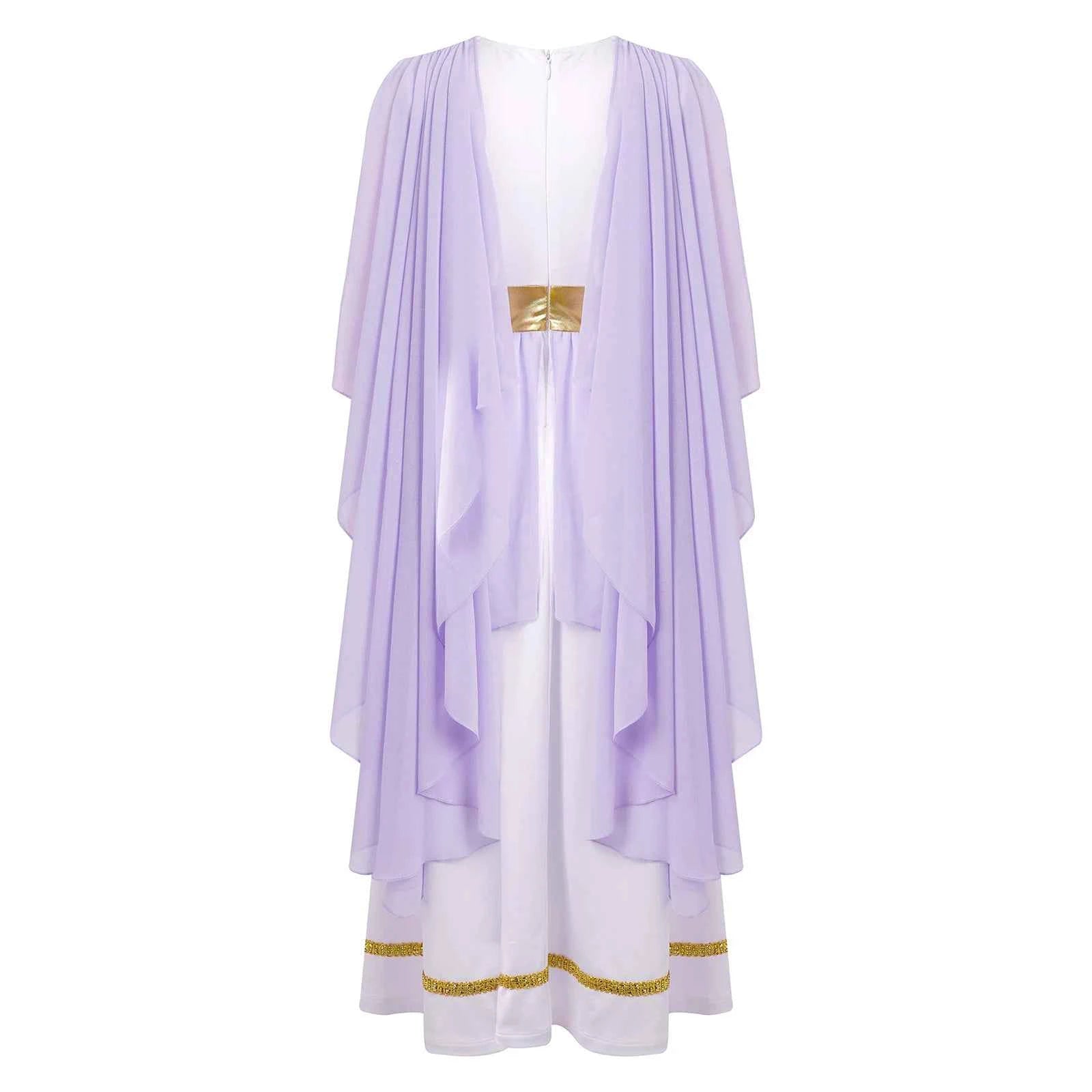 Halloween Ancient Greek Toga Costume Grecian Sleeveless Gown Dress Shawls Flowy Tulle Dress Cosplay Performance Costume