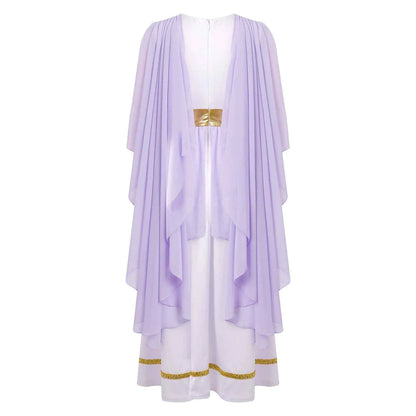 Halloween Ancient Greek Toga Costume Grecian Sleeveless Gown Dress Shawls Flowy Tulle Dress Cosplay Performance Costume