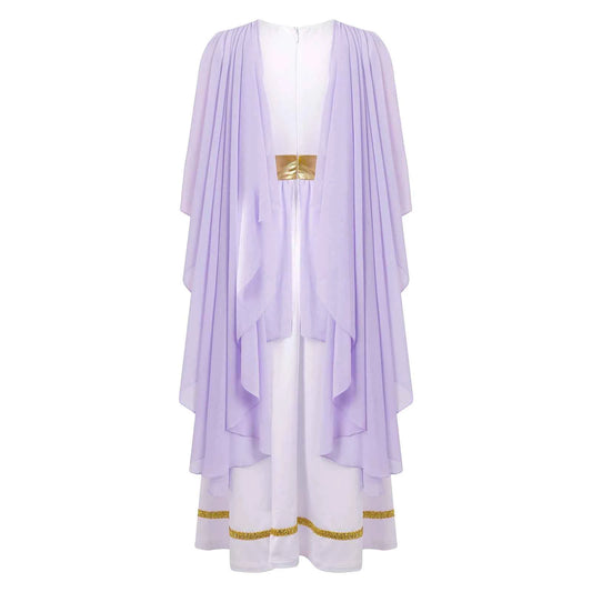Halloween Ancient Greek Toga Costume Grecian Sleeveless Gown Dress Shawls Flowy Tulle Dress Cosplay Performance Costume