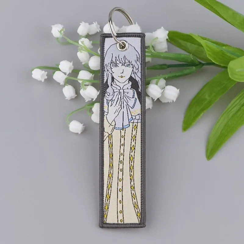 Sword Wind Legend Anime JOJO Wonderful Adventure Weaving Mark Keychain Sword Wind Legend Decorative Chain Fabric Key Pendant