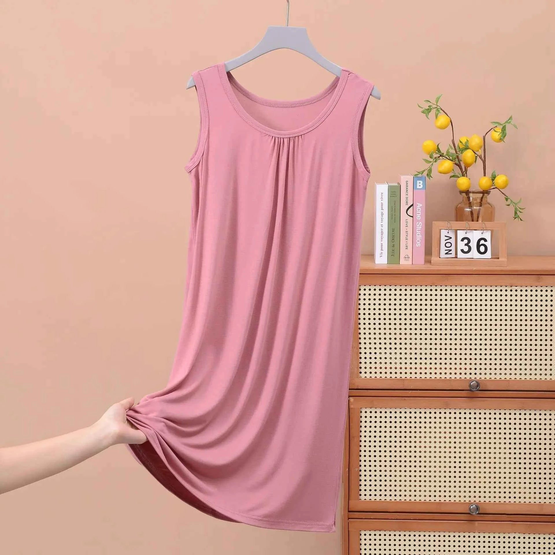 Plus size XL to 8XL Modal sleeveless sleepdress Summer lady's tank dress Loose camisole nightdress comfort dresses