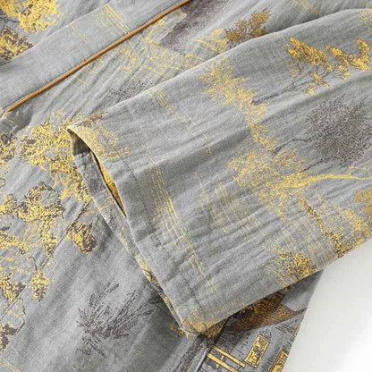 Men's Spring and Autumn Kimono Robes with Long Pants Pajamas Set Home Clothes Cotton Loose Pijama Masculino Clothes