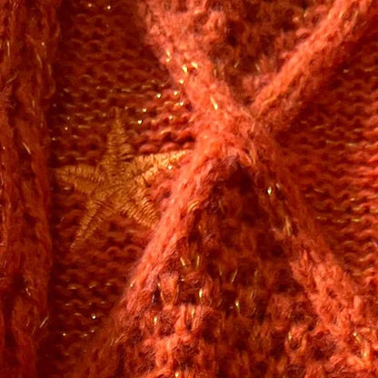 Glittery TS Cardigan Women Orange Chunky Knit Sweater with Star Embroidery Gold Thread Showgirl Cardigan Fans-make Tay Cardi