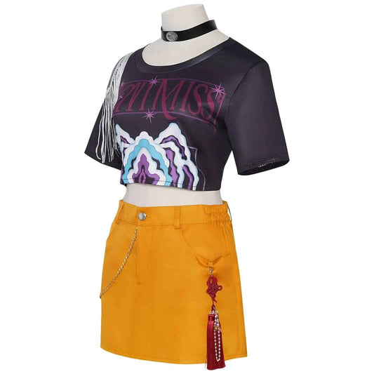 Kids Rumi Zoey Mira Cosplay KPop Demon Hunters Costume Women Girls Black Golden Suit Saja Boys Halloween Role Playing Outfits