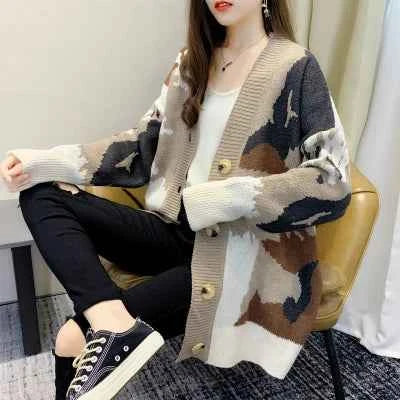 Autumn Winter Cardigan Sweater Women Knitted Coats Fashion Female Long Sleeve Loose Casual Knit Jackets Cardigans Tops Knitwear