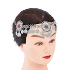 Traditional Kazakhstan Ethnic Coins Bracelet Hair Accessories  for Women Vintage Nepalese Tibetan Clothing Headwear Jewelry Set