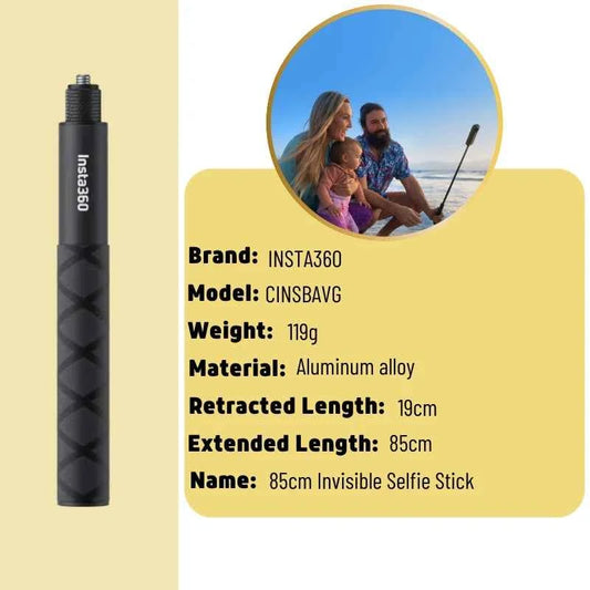 Insta360 Invisible Selfie Stick 114cm 100cm 85cm Extensible Monopod Grip For Insta 360 X5 X4 Air X3 Original Accessories