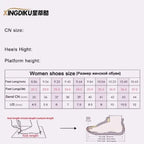 Single Boots Autumn New Round Toe Front Lace-Up Platform Non-Slip Mid-Tubular Boots Size Up To 42