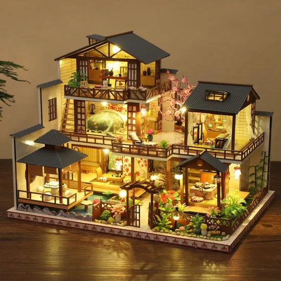 Doll House Wooden Furniture Diy Dollhouse Miniature Puzzle Assemble Miniatures Dollhouse Kits Educational Toys For Children Gift SS69