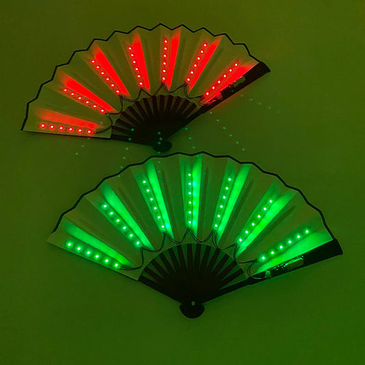 Beautiful Costumes Accessory Props Hand Fans 7 Colors For Choice Men Women Cool Decorative Glow Fan Light Up Disco Dance Night SS69