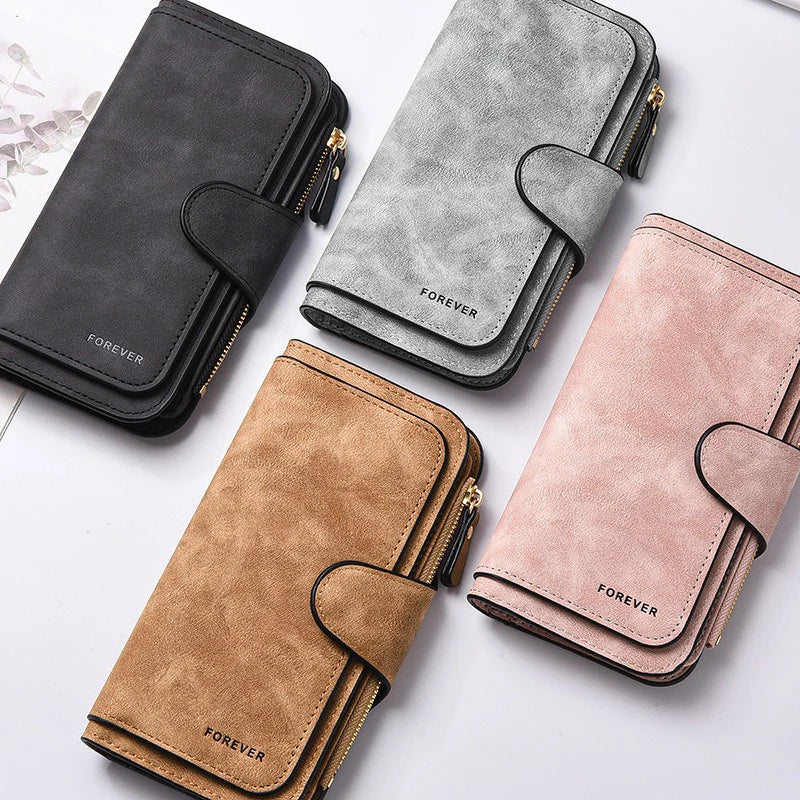 ZeAiLi Long PU Leather Clutch Wallet with Animal Paw & Butterfly Print