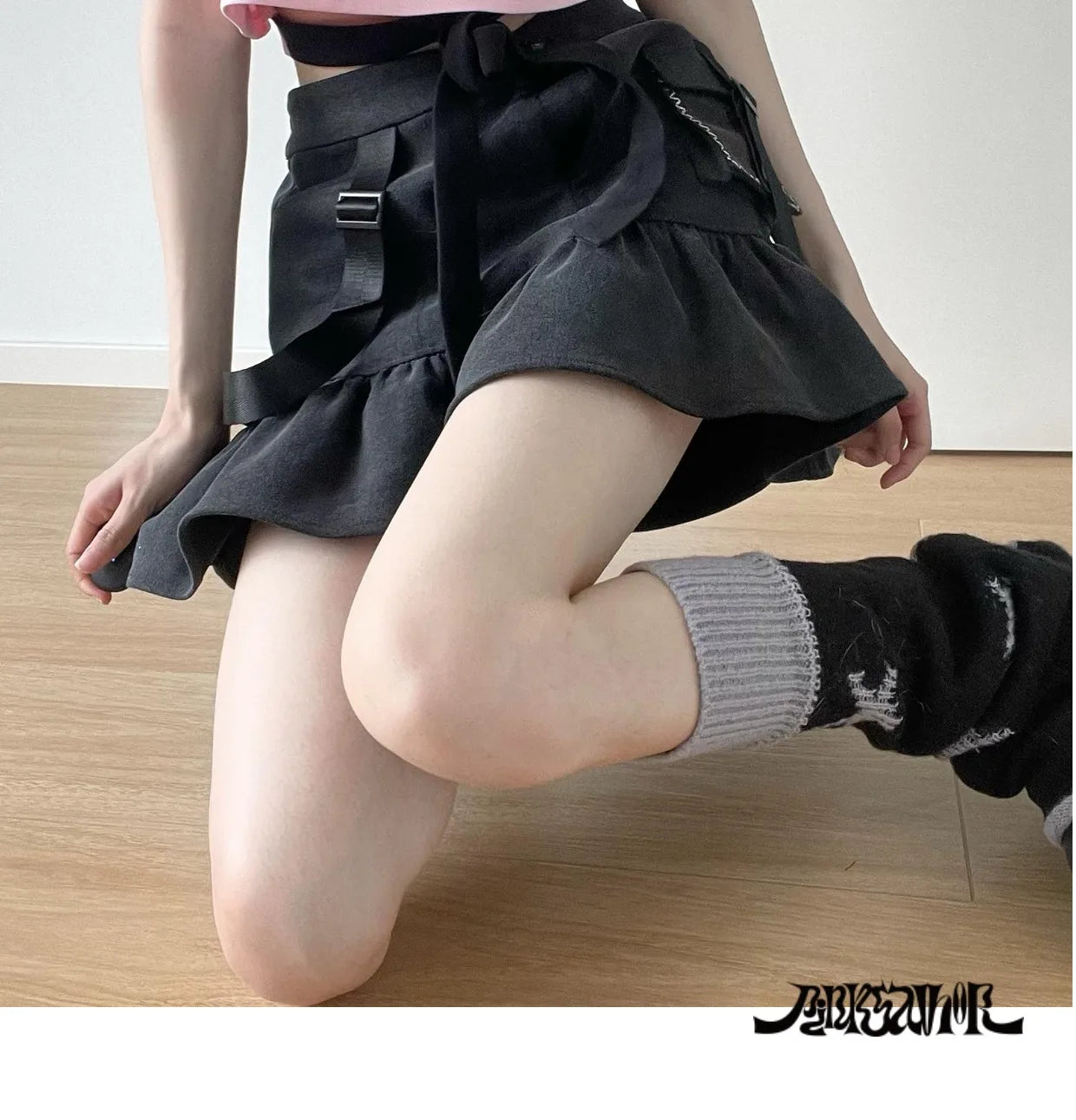 Black Pink Y2K Clothing Set Hot Girls Strapless Strap Short Sleeve T-shirt Slimming Jeans Long Pants Female 4 Piece Set Outfits SS69