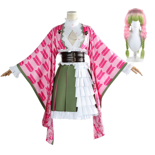 SS69 Kanroji Mitsuri Women's Anime Cosplay Costume Set with Wig and Belt