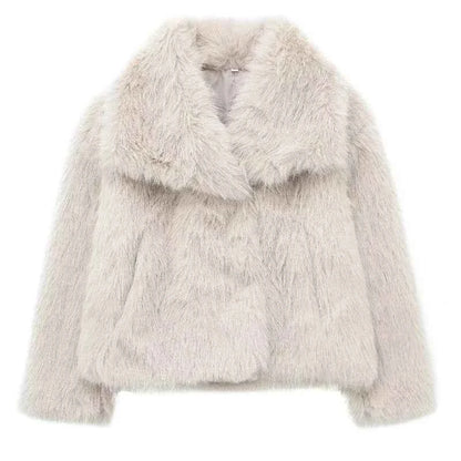 MUJER Faux Fur Coat Plush Fluffy Women's Jacket 2025 Woman Autumn Winter New in Outerwears White Red Gray Black Blends Coats