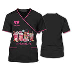 Heart Nurse 3D T Shirt Custom Nurse Uniform Nursing Tools Print Short Sleeve Black Pink Medical Scrubs Clothing Nurse Tshirt SS69