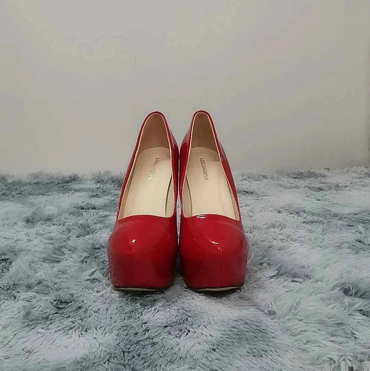 Women Sexy Pumps Stilettos 14cm Super High Heels Round Toes Platform Thin Heel NightClub Party Dress Red Wedding Shoes Big Size
