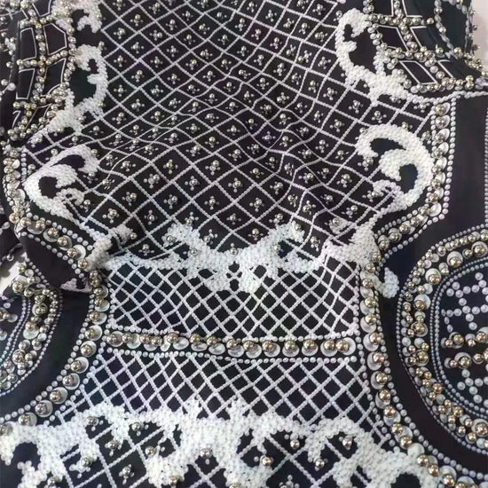 Pearl Embroidery Female Jacket, Full Sleeve Slim Jackets, V Neck, Hidden Button Print Suit, Large Size, Fall Fashion SS69