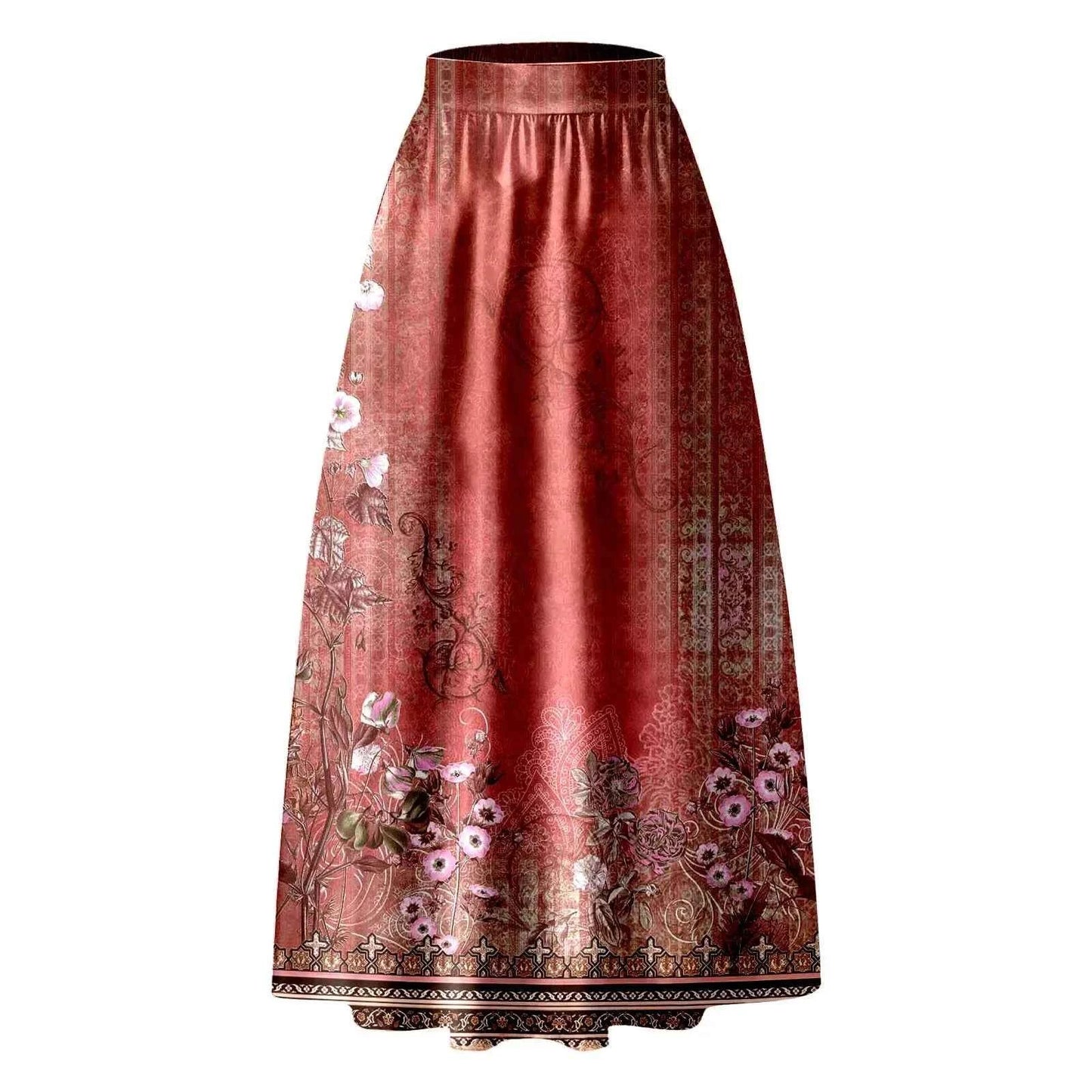 High Waist Pocket Skirts For Women Fashion Bohemian Floral Print Maxi Skirt Party Beach Long Skirt Elegant Vintage Clothing