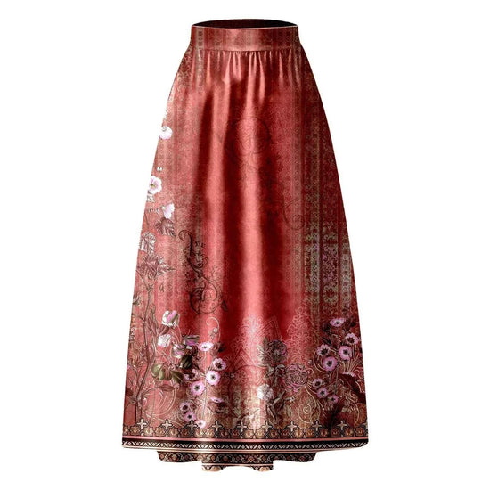 High Waist Pocket Skirts For Women Fashion Bohemian Floral Print Maxi Skirt Party Beach Long Skirt Elegant Vintage Clothing
