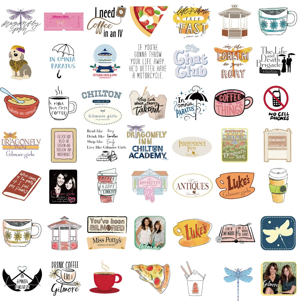 50PCS Gilmore Girls Stickers Cartoon Funny Graffiti Decals Luggage Motorcycle Gift Luggage Decorative Waterproof Phone Sticker SS69