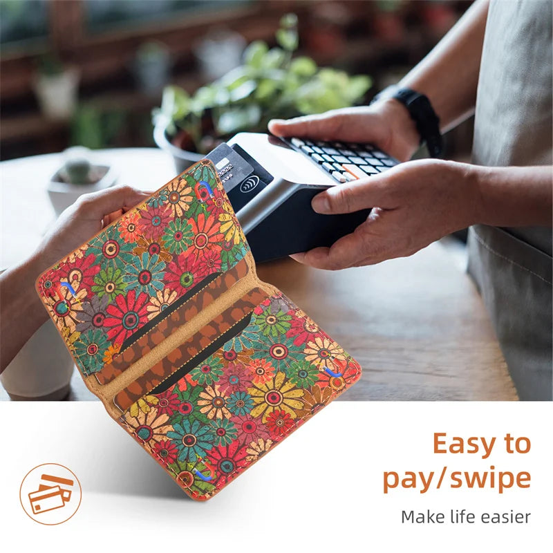 Denior Suitable For iPhone 16/15/14 Plus Premium Floral Totem Cork Phone Case For iPhone 13/12 Pro Max Card Holder Back Cover SS69