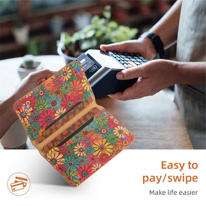 Denior Suitable For iPhone 16/15/14 Plus Premium Floral Totem Cork Phone Case For iPhone 13/12 Pro Max Card Holder Back Cover SS69