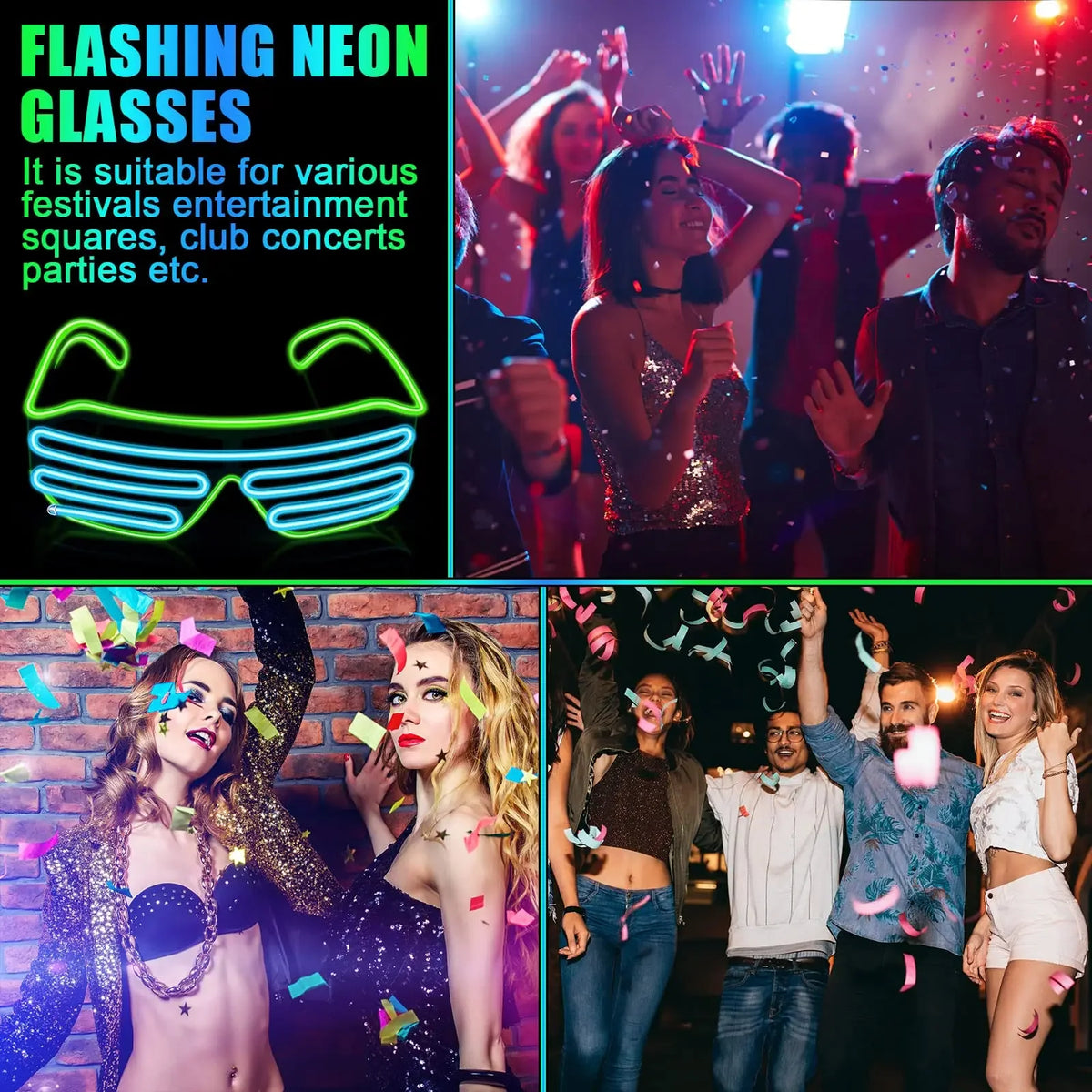 LED Glow Glasses with Blinking Modes for Parties