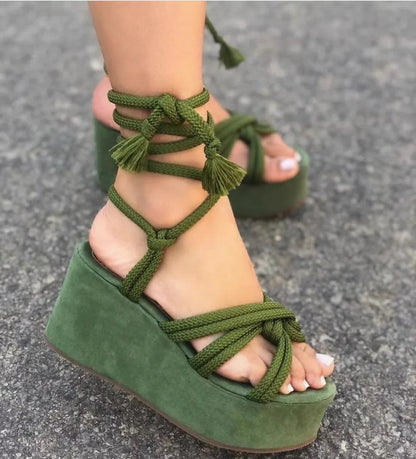 Sandal Women Summer Fashion  Sandals  Women's Wedge Sandals Cross Straps Casual Women's Shoes Women High Heels SS69
