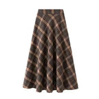 Elegant High Waist Retro Plaid Skirt Winter Autumu Classical High Waist Long Skirt Slim Fit Preppy Style A-line Half Dress Party