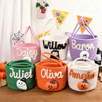 Custom Name Halloween Candy Basket, Personalized Cotton Trick or Treat Bag, Kids Candy Basket, Boo Basket, Halloween Gift,