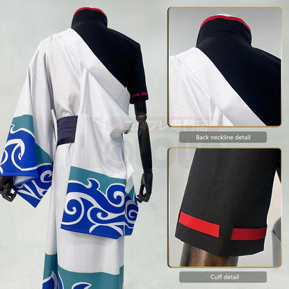 HOLOUN Gintama Anime Sakata Gintoki Cosplay Costume Wig Kimono Top Pants Cos Convention Halloween Christmas Gift SS69