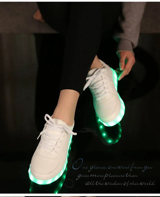 Comemore 2022 Adult Unisex Womens Mens Kid Luminous Sneakers Glowing USB Charge Boys LED Colorful Light-up Shoes Girls Footwear SS69