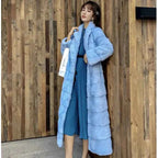 HDHOHR 2025 Real Whole Mink Fur X-Long Coat Factory Direct Sale Winter Slim Warm Female Mink Fur Long Turn-down Collar Jacket
