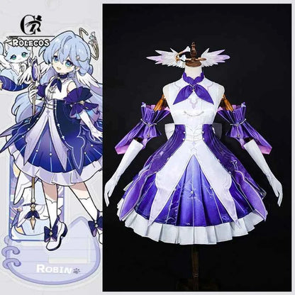 ROLECOS Original Honkai Star Rail Fanart Little Cat Series Robin Cosplay Costume Elegant Wedding Satin Women Party Dress