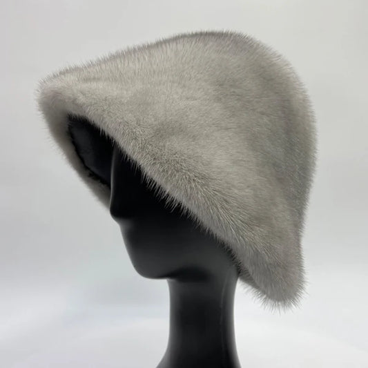 Hot Luxury Women Hat Real Mink Fur Winter Fashionable Woman Bucket Hats Cold Cap Outdoor Warm Snow Fur Bucket Hat Dome Nana hats
