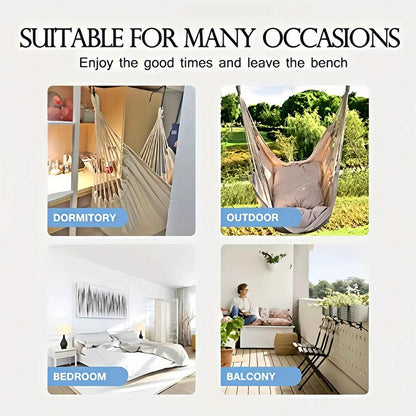 Portable Fabric Hammock Chair with Anti-Tip Design - Includes Storage Bag for Patio, Garden, Dorm & Outdoor Relaxation