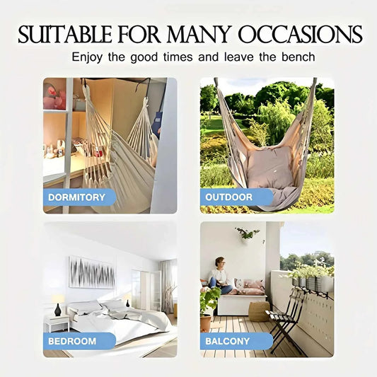 Portable Fabric Hammock Chair with Anti-Tip Design - Includes Storage Bag for Patio, Garden, Dorm & Outdoor Relaxation