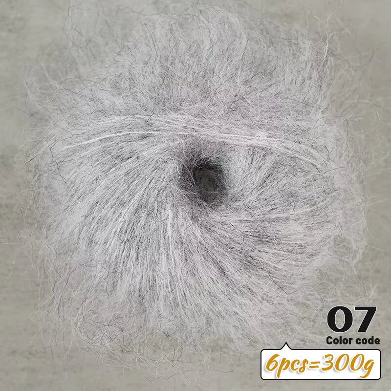 300g Colorful Long-Haired Alpaca Mohair Yarn Handmade DIY Material Knitting Autumn and Winter Fashion Women's Sweater Sweater Jacket Shawl Yarn Ball 1 Piece = 6 Pieces = 300g