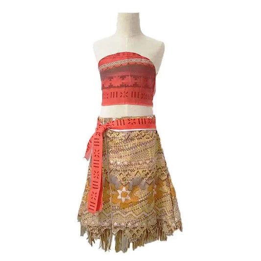 Disney Ocean Adventure Adult Kids Role Playing Vaiana Moana Princess Costume Dress Moana Necklace Pig Girls Mom Party Halloween