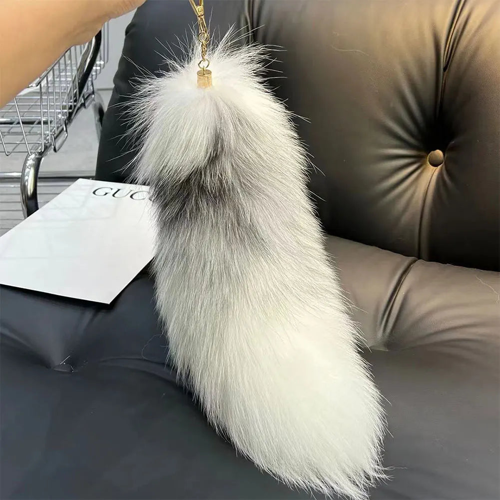 Huge Fluffy Faux Fur Fox Tail Keychain Bag Charm